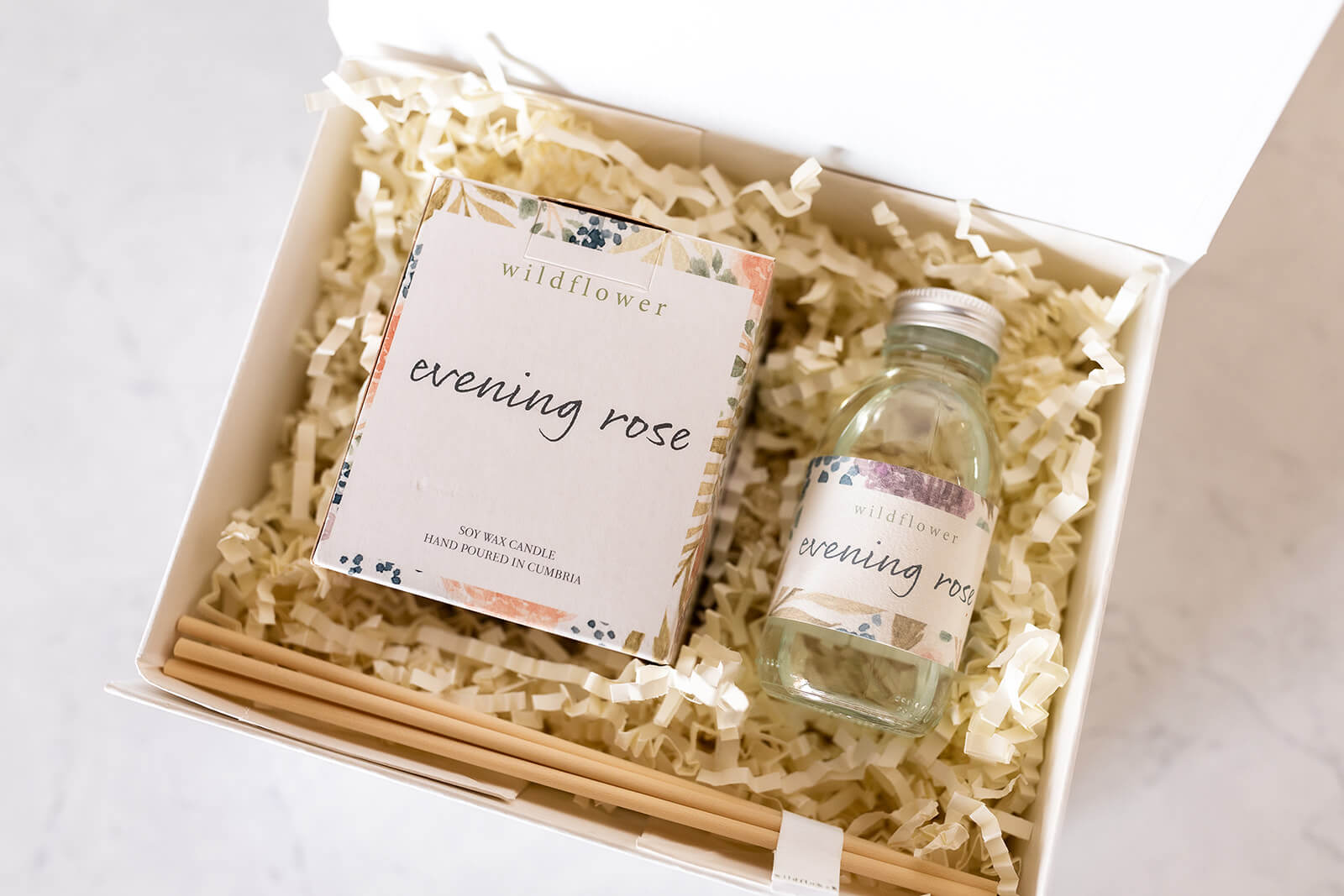 Evening Rose Candle & Diffuser Gift Box – Wildflower